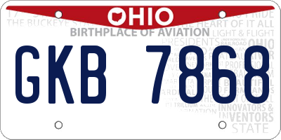 OH license plate GKB7868