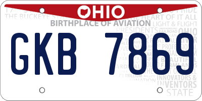 OH license plate GKB7869