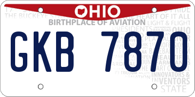 OH license plate GKB7870