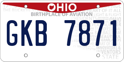 OH license plate GKB7871
