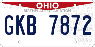 OH license plate GKB7872