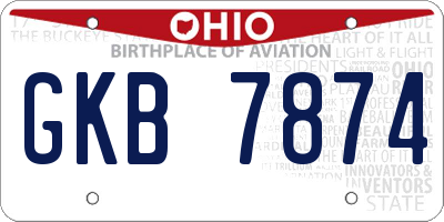 OH license plate GKB7874