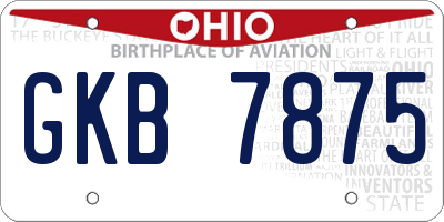 OH license plate GKB7875