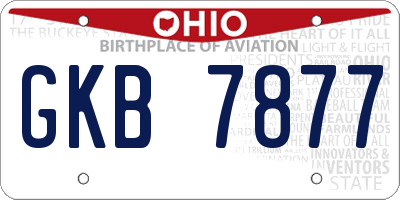 OH license plate GKB7877
