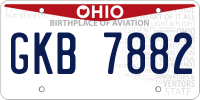 OH license plate GKB7882