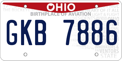 OH license plate GKB7886