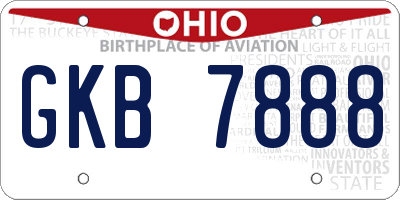 OH license plate GKB7888