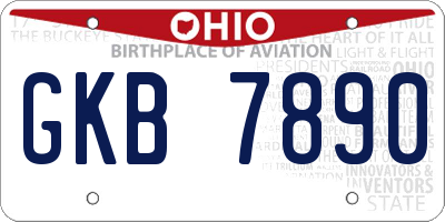 OH license plate GKB7890