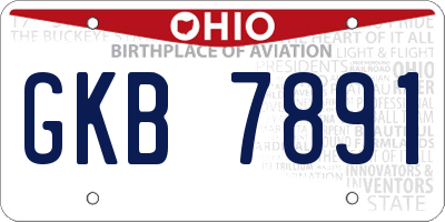 OH license plate GKB7891