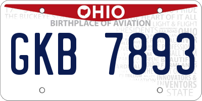 OH license plate GKB7893
