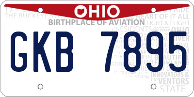 OH license plate GKB7895