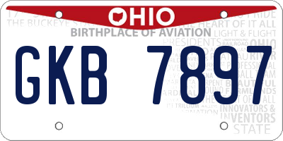 OH license plate GKB7897