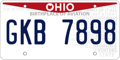OH license plate GKB7898