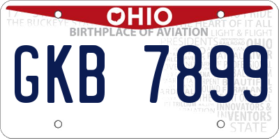 OH license plate GKB7899