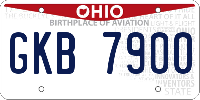 OH license plate GKB7900