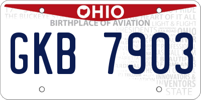 OH license plate GKB7903