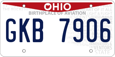 OH license plate GKB7906