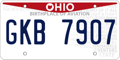 OH license plate GKB7907