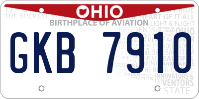 OH license plate GKB7910