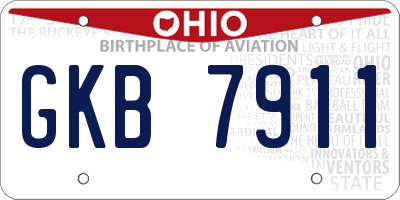 OH license plate GKB7911
