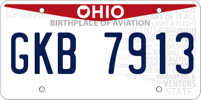 OH license plate GKB7913