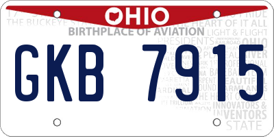 OH license plate GKB7915