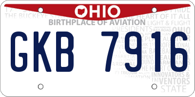 OH license plate GKB7916