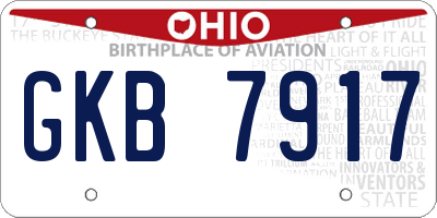 OH license plate GKB7917