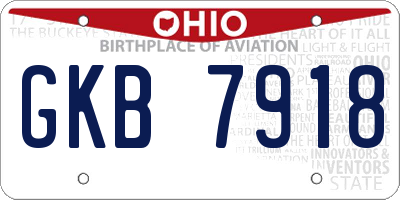 OH license plate GKB7918