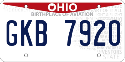 OH license plate GKB7920