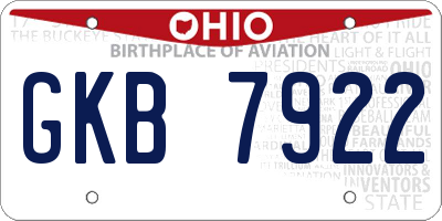 OH license plate GKB7922