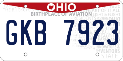 OH license plate GKB7923