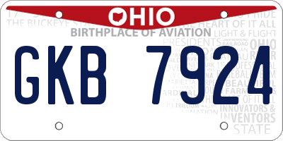 OH license plate GKB7924