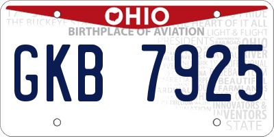 OH license plate GKB7925