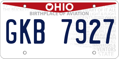 OH license plate GKB7927