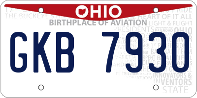 OH license plate GKB7930