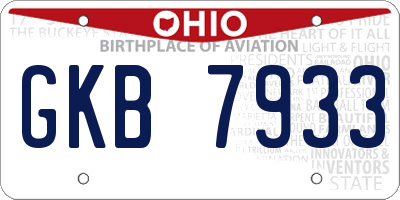 OH license plate GKB7933