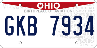 OH license plate GKB7934