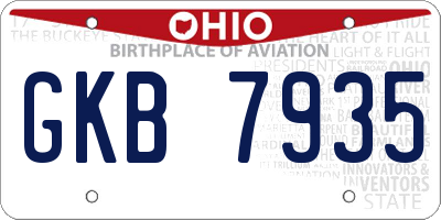 OH license plate GKB7935