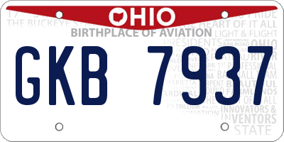 OH license plate GKB7937