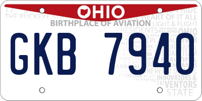 OH license plate GKB7940