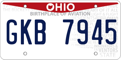 OH license plate GKB7945