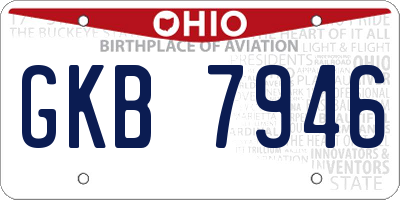 OH license plate GKB7946