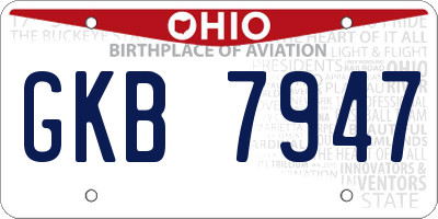 OH license plate GKB7947