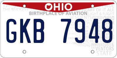OH license plate GKB7948