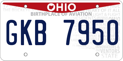 OH license plate GKB7950
