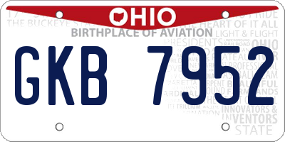 OH license plate GKB7952