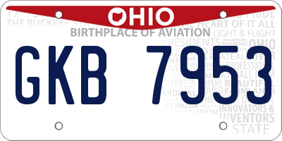 OH license plate GKB7953