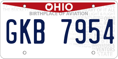 OH license plate GKB7954