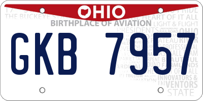 OH license plate GKB7957